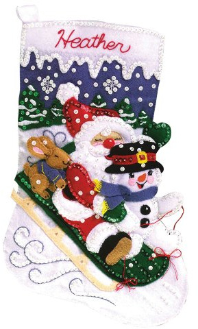 Janlynn Kit de Apliques de Fieltro para calcetín navideño, Pulgadas de Largo, Mezcla de algodón, Blanco, 16.5 Pulgadas de Largo x 10.25 Pulgadas de Ancho
