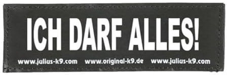 JULIUS K-9 162LR-K-36371 Klettaufschrift, ICH DARF Alles!, klein, schwarz