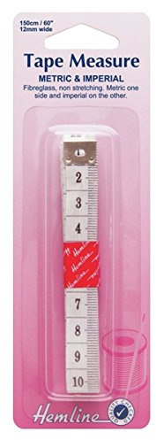 Hemline Flat Metric & Imperial 150cm Tape Measure Tailor Sewing Cloth Soft Body Measuring Rule Ruler (H251) Pack of 1