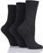 SockShop Ladies Gentle Bamboo Socks with Smooth Toe Seams In Plains and Stripes Pack of 3 Grey 4-8