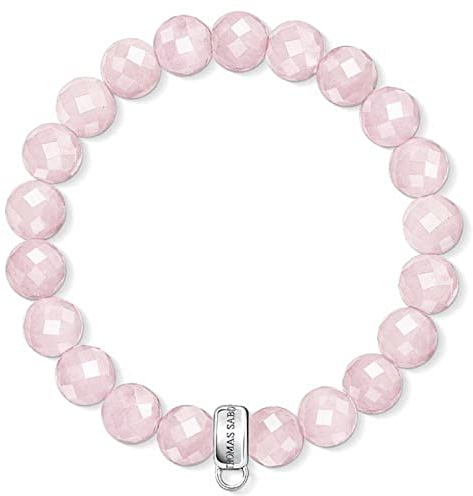 Thomas Sabo X0191-034-9 Damen-Armband Obsidian Perlen 925 Silber Glas, Rosa, 17. 5