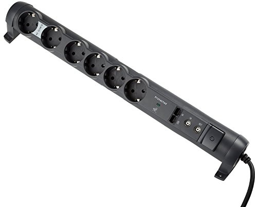 Base multiple Multimedia 6 tomas 2P+TT 16A + 2 RJ45 + 2 Tomas TV Legrand 694666 Negro