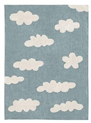 Lorena Canals Clouds Teppich, waschbar, Baumwolle, 120 x 160 x 30 cm, Blau