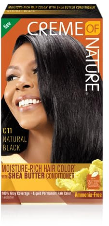 Creme of Nature Feuchtigkeitsreiche Haarfarbe mit Sheabutter Conditioner - C11 Naturschwarz