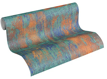 Livingwalls Vliestapete Neue Bude 2.0 Tapete in Vintage Rost Optik 10,05 m x 0,53 m blau braun metallic Made in Germany 361181 36118-1