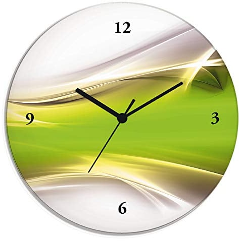 ARTLAND Wanddeko Wanduhr ohne Tickgeräusche Glas Funkuhr Ø 30 cm Rund Lautlos Design Abstrakt Kunst Modern Ausgefallen Kreativ T9HZ