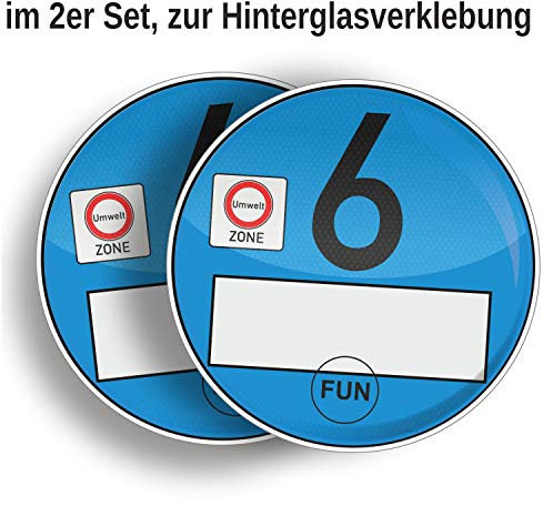 AufkleberDealer.de Umweltplakette Euro 6 Blau im 2er Set, Spaßartikel zur Hinterglasverklebung Feinstaubplakette Euro 6