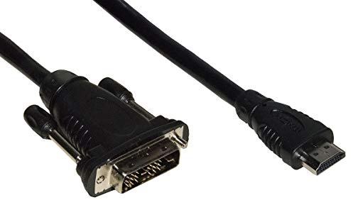 LINK LKCHDVI20 - Cavo di Collegamento Digitale HDMI a DVI-D (2 m, Nero) – Connettori Maschio con Viti di Sicurezza – Conduttori in Rame schermati e contatti Dorati per Segnale 4Kx2K