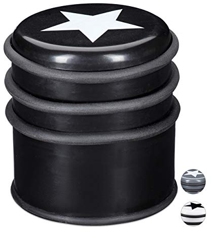 Relaxdays Türstopper für den Boden, Türpuffer für Fenster & schwere Türen, Türhalter mit Stern-Motiv, 8 cm hoch, schwarz