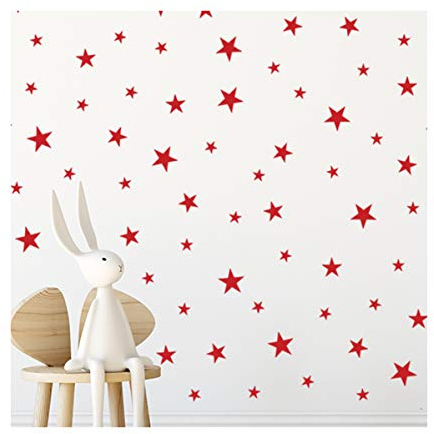 StickerDeen Wandtattoo, Motiv: rote Sterne, entfernbar, Vinyl, 166 Stück