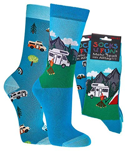 FussFreunde 2 Paar Fun Socken, Lustige Geschenke Für Männer 36-47 (as3, numeric, numeric_42, numeric_47, regular, regular, Camping/Wohnmobil)