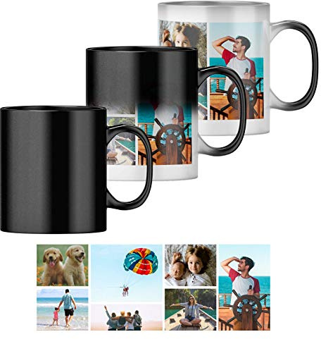 Personalised Heat Change Mug with Seven Photo Collage (11oz) Personalise 7 Photos. Magic Heat Collage Photo Mug Gift