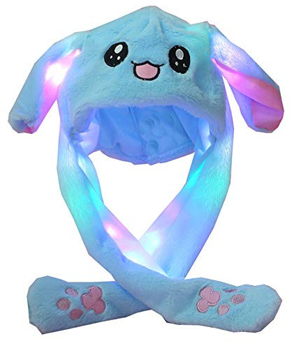 YEKEYI LED-Hasenhut, Ohr, beweglicher Hüpfmütze, lustiger Hasen-Plüschhut, Mütze, Cosplay, Weihnachten, Party, Urlaub