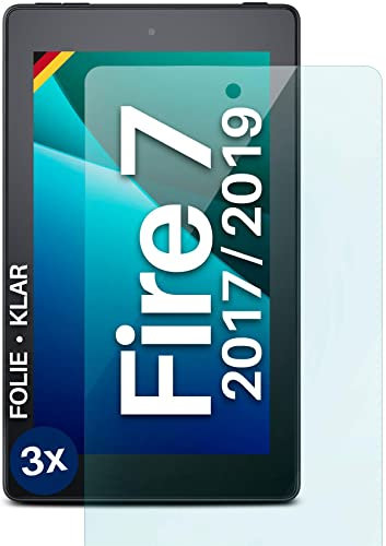 moex FlexProtect Schutzfolie kompatibel mit Amazon Fire 7 (2017/2019) Displayschutz nur 0.2 mm dünn, Folie für das Display, HD Ultra klar und extra kratzfest - 3 Stück