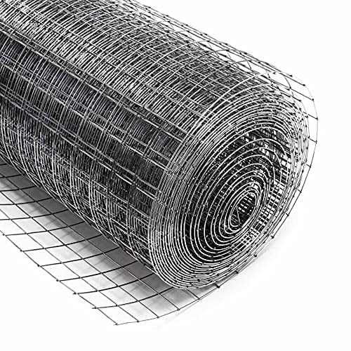 Wiltec Maschendrahtzaun 50 cm x 25 m, 1,2 mm stark 25 x 25 mm Maschengröße, Volierendraht 4-Eck aus Stahl verzinkt, Drahtgitter, Vogeldraht