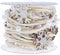Duories 5m Perlengirlande mit Glitzer Holz Schneeflocke,8+3mm Perlenband,Geschenkband,Schleifenband,Dekoband Hängedeko Tischdeko Dekokette für Hochzeit Weihnachten Taufe Geburtstags Geschenke,Silber