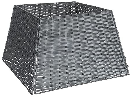 Christmas Village Rattan Xmas Tree Skirt Stand Base Festive Basket Cover Decor Perfect for Indoor Home & Office Floor Use, Tidy Decor – Folds for Easy Storage (Grey)