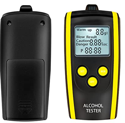 Alkoholtester, Asudaro Professioneller Alkoholtest HT-611 Digitaler tragbarer Ethylalkohol-Detektor mit hintergrundbeleuchtetem LCD-Display Polizeigenau Alkoholmessgeräte,Schwarz