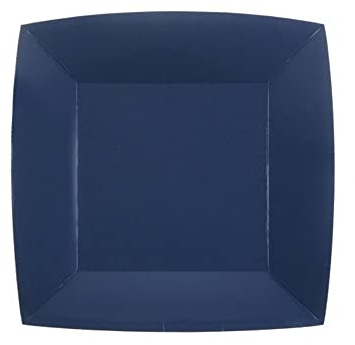 Santex - 10 Assiettes Carton Bio CARRÉES 23CM Bleu Marine