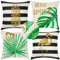 LOMOHOO 4erSet Außen Kissenbezüge wasserdichte dekorative Kissenhülle 45x45cm Outdoor Kissen Sommer zierkissenbezüge Schwarz Streifen Gold Tropische Kissenbezüge