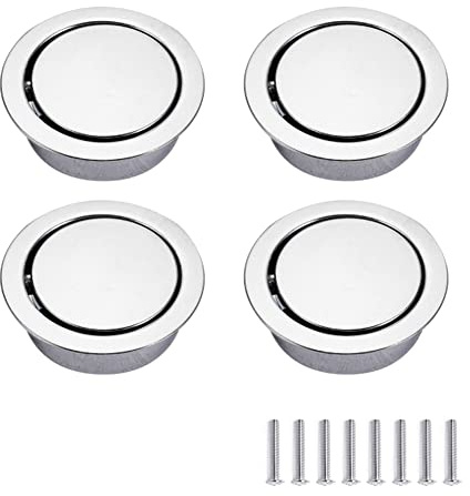 SYDARSYN 4 Piezas Redondas Enrasar Pull Zinc Aleación Oculto Tirador Tatami Tiradores Armario Pomos Empotrar Puerta Manija Tiradores para Cajones