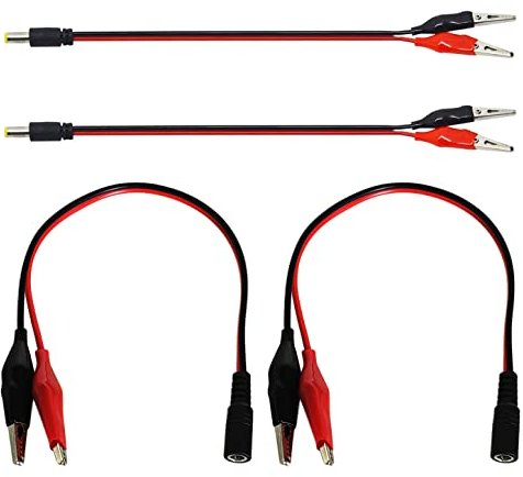 GTIWUNG 4 Stück 5,5 x 2,1 mm DC an Krokodilklemmen-Netzkabel Anschlüsse, Doppel Krokodilklemmen-Gleichstromadapterkabel, DC-Adapterkabel für LED-Lichtstreifen, Schwarz & Rot
