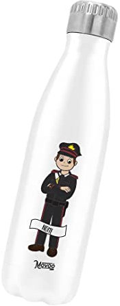 Borraccia Termica Bottiglia Termica Acciaio Inox 500ml Bottiglia Termica Made in Italy Ecologica Thermos 24 Ore Freddo & 12 h Caldo - Personalizzata con nome - FORZE DI POLIZIA Uomo
