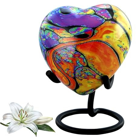 Immortal-Memories - Urne Moderne en Forme de Cœur - Funéraire Colorée Pour Cendres, Fabriquée à la Main - Souvenir Commémoratif