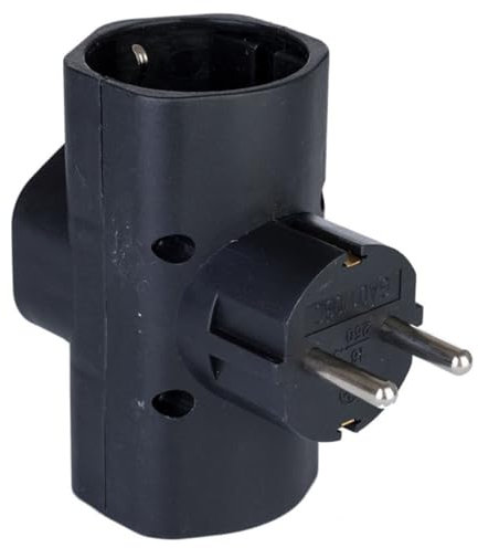 Zenitech - Regleta Triplete Schuko 16A - Tomas Europeas Seguras - Plástico Durable para Uso Diario - Compatible con Dispositivos de Alto Consumo - Negro