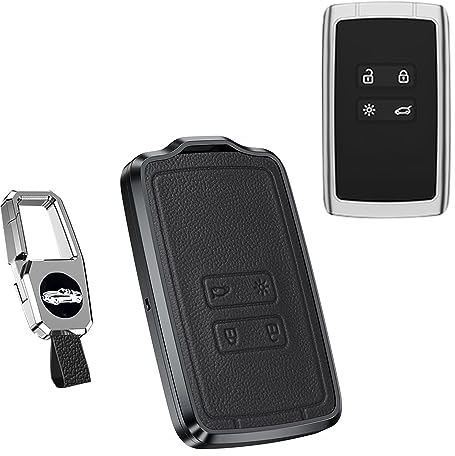 HIBEYO Coque de clé de Voiture Intelligente pour Renault Koleos Kadjar Captur Zoe Scenic Espace Laguna Clio Megane 4 Boutons Noir