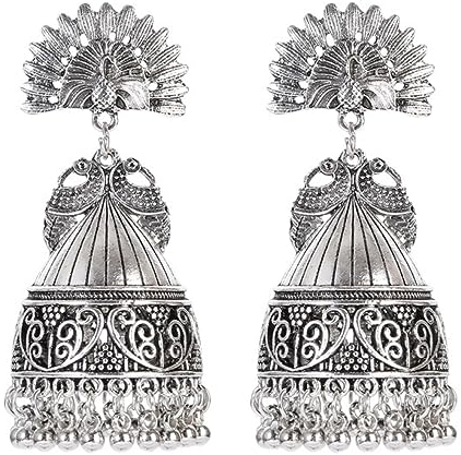 Afghanische Ethnische Große Glockenohrringe Für Frauen Ohrringe Anhänger Gyspy Goldfarbe Pfau Damen Indischer Ohrring
