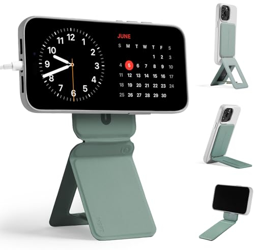 MOFT Trípode Movil para iPhone 15/14/13/12 Series, Trípode Universal Invisible Soporte para Teléfono con 3 Modos para Self-vlogging, Navegación, Fotografía Macro, Videollamada, Verde Lago
