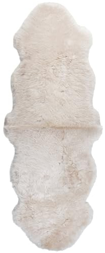 Knutzen Wohnen Lammfell Echt Groß 50 x 160 cm Natur - Natürliches & wärmendes Lammfell für Sofa - Kuscheliger Begleiter für Ihr gemütliches Zuhause