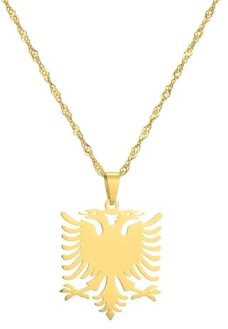 ALTCIRNMD Albanien-Karte-Anhänger-Halskette,Albanische Adler-Karte-Halsketten Für Damen Und Herren,Albanien-Kontinent-Halskette,Albanien-Karte-Schmuck,Zierliche Anhänger-Halskette,Schmuck Für Mädchen