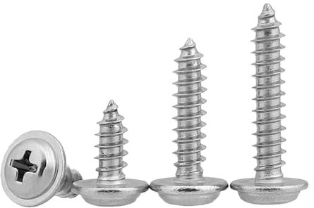 M4 x 40mm Self Tapping Screws, 100 Pcs Flange Phillips 304 Stainless Steel Screws, Fasteners Bolts for Plastic Wood Furniture and Drywall