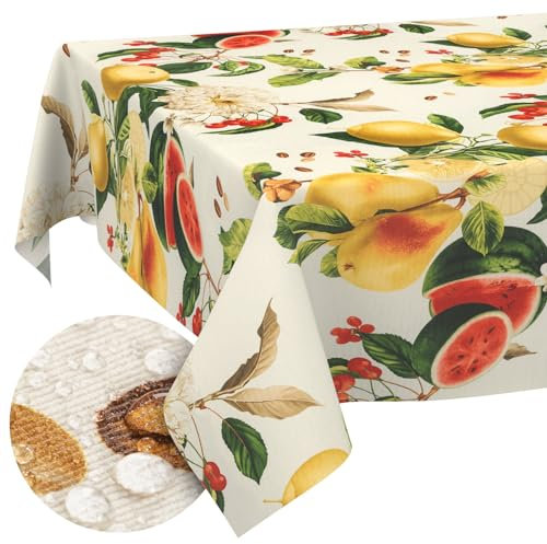 Tischdecke Stoff abwaschbar Tischtuch Tafeldecke pflegeleicht Lotuseffekt schmutz- & wasserabweisend für Indoor Outdoor Tischdecke 200x140cm Schnittkante Sandias