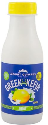Mount Olympus Pure Foods: Lemon Goats' Kefir - Sugar-Free, Natural Probiotic Drink, Gut Health, Low Lactose, High in Active Cultures - Ideal for Digestive Wellness, Dairy Sensitivity - 330ml (6 Pack)