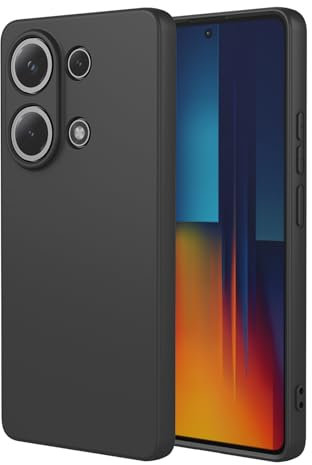 TEYYOS Cover per Xiaomi Poco M6 PRO 4G/Redmi Note 13 PRO 4G, Morbida Silicone Liquido Morbido Case Caso, Tre Strati Antiurto Premium Proteggere Custodia, Nero