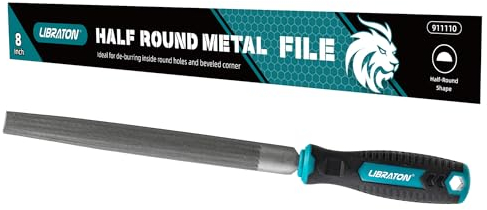 LIBRATON Lima Semitonda in Metallo da 200 mm, Lima per Metallo, Lima Manuale per Metallo, Lavorazione dei Metalli, Legno, Plastica, Lima Piatta per Rifinire, Modellare e Raschiar
