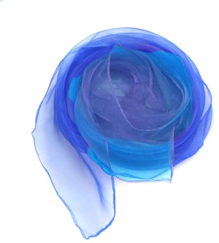 Whakano 10 Stück Square Jongliertücher Seidentücher Chiffontücher 60cm,Zweifarbiger Performance Tanztücher,Gymnastiktücher Jonglier Tücher Schal für Jonglieren,Tanzen,Sensorisches,Königsblau Seeblau