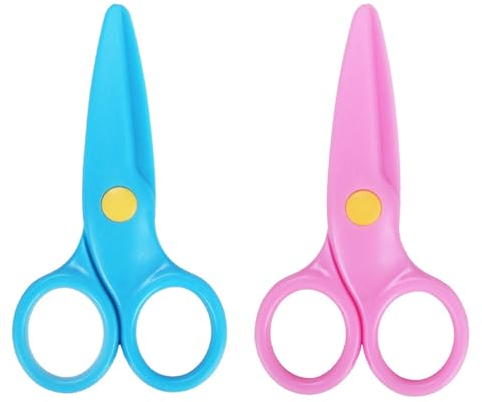 Ciseaux de Sécurité pour Enfants - Lot de 2 à Tête Ronde et Ouverture Réglable pour Découpe de Papier et Peinture