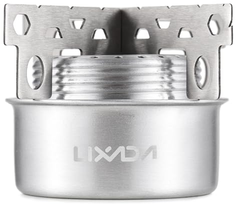 Lixada Estufa de Alcohol, Mini Estufa portátil de Alcohol de aleación de Aluminio con Tapa y Soporte Cruzado para Acampar al Aire Libre Senderismo mochilero