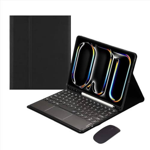 Generic Touch Keyboard Case for iPad Pro 11 Inch(M4) 2024 (5th Generation) with Mouse - Magnetically Detachable Touch Bluetooth Keyboard (Black)