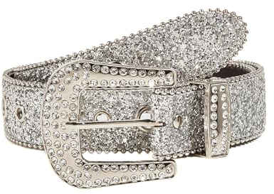 QKEPCY Glitzernder Damen Gürtel Strass Schnalle Schmuck Accessoire Jeans Hüftgürtel Glanz Damengürtel Nietengürtel