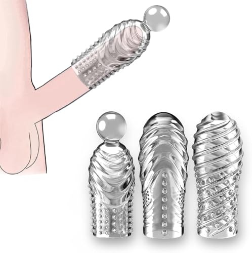 Penismanschetten 3er Pack Penis Sleeve Rutschfest Eichel Ring | Penis Extender Vorhaut Rückhaltung Wiederverwendbares Penishülle mit Große Noppen Penisverlängerung Sexspielzeug für Männer