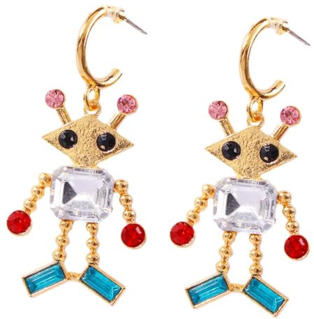 GALPADA 1 Paar Ohrringe Aus Sterlingsilber Edelstein Ohrringe Für Damen Ohrstecker Trendige Ohrringe Retro Ohrhänger Diamant Ohrhänger Ufo Ohrringe Roboter Ohrringe Bunt