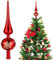 Ipetboom Christmas Tree Topper, 9 Inch Vintage Tree Topper Christmas Tree Sequins Adornment Christmas Decorations, Red Tree Topper Christmas Tree Decorations Xmas Tree Topper
