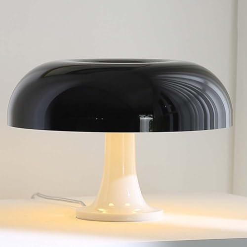 LOGT Pilz Tischlampe LED Innen Pilz Lampe mit Kabel Schalter Tischleuchte Dimmbar Nachttischlampe Schwarze Vintage Tisch Lampe Mushroom Deko Schreibtischlampe Runde 3 Helligkeitsstufen,A