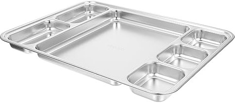 IMIKEYA Edelstahl Platten Für Lebensmittel Teigtaschenteller Mit Fach Speiseteller Aus Edelstahl Grillteller