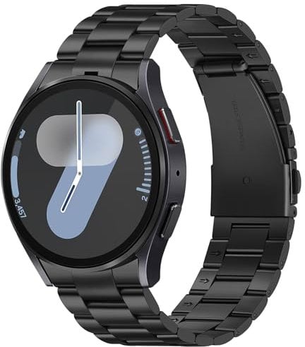 Suphart Metal Strap Compatible with Samsung Galaxy Watch 7 6 5 4 FE Straps 44mm 40mm, No Gap Stainless Steel Band for Galaxy Watch 6 Classic 47mm 43mm/5 Pro 45mm, Black